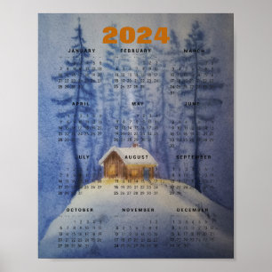 Póster calendario 2024 acuarela