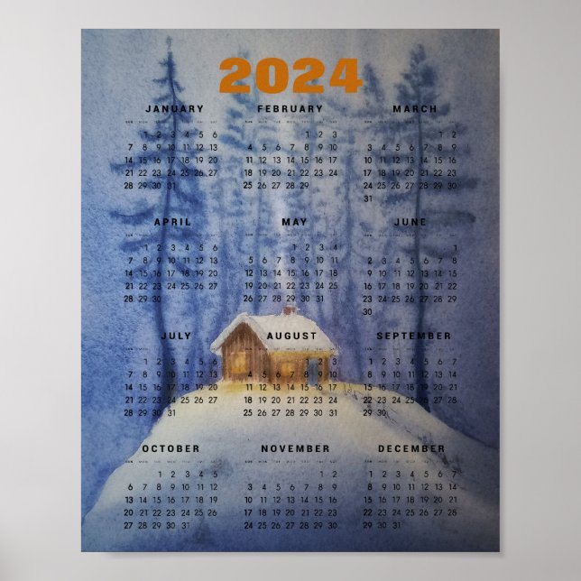 Póster calendario 2024 acuarela (Frente)