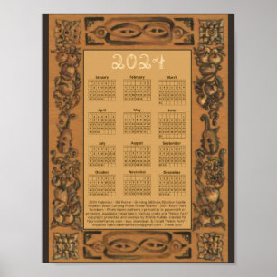 Póster Calendario 2024 Castillo de Windsor Grinling Gibbo