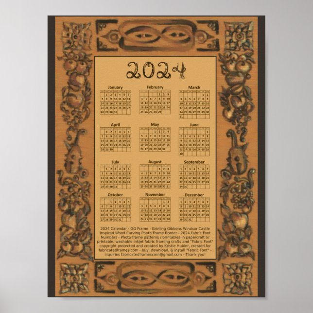 Póster Calendario 2024 Castillo de Windsor Marco inspirad (Frente)
