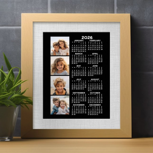 Póster Calendario 2024 con 4 Collages de fotos - negro (2026 Calendar)