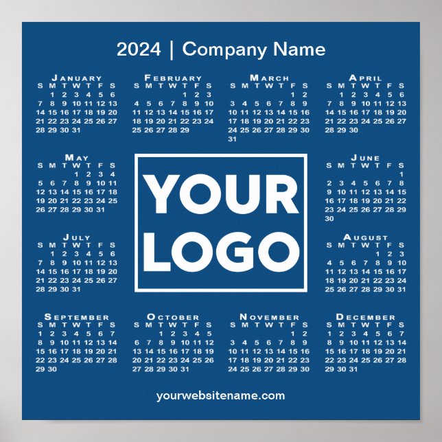 Póster Calendario 2024 con logotipo de la empresa y nombr (Frente)