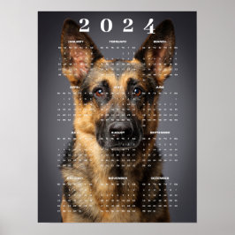 Póster Calendario 2024 de Fotos de Perro Pastor Alemán de