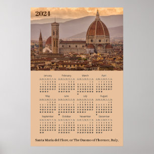 Póster Calendario 2024 del Duomo de Firenze, Florencia It