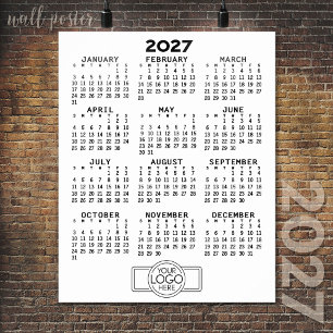 Póster Calendario 2024 - Mínimo Blanco Negro Básico