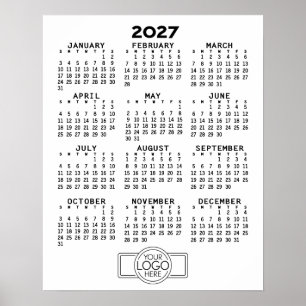 Póster Calendario 2024 - Mínimo Blanco Negro Básico