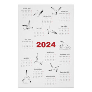 Póster Calendario 2024 para el instructor Pilates