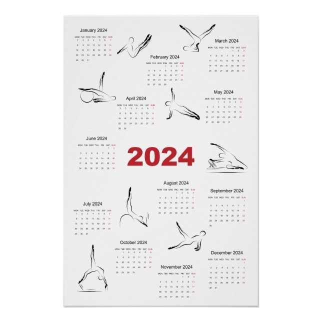Póster Calendario 2024 para el instructor Pilates (Anverso)