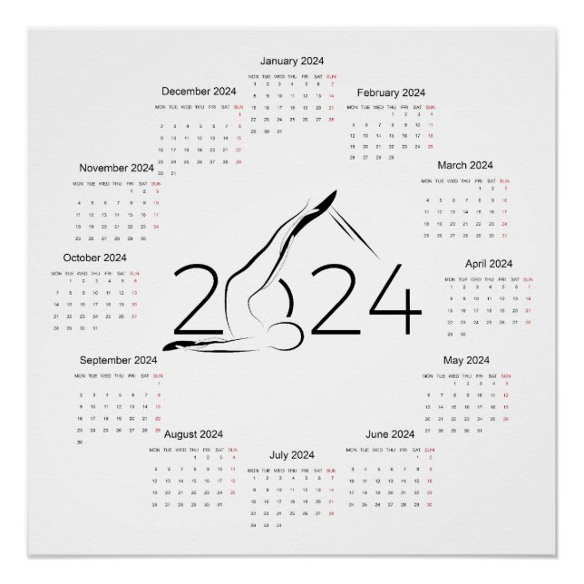Póster Calendario 2024 para el instructor Pilates (Anverso)