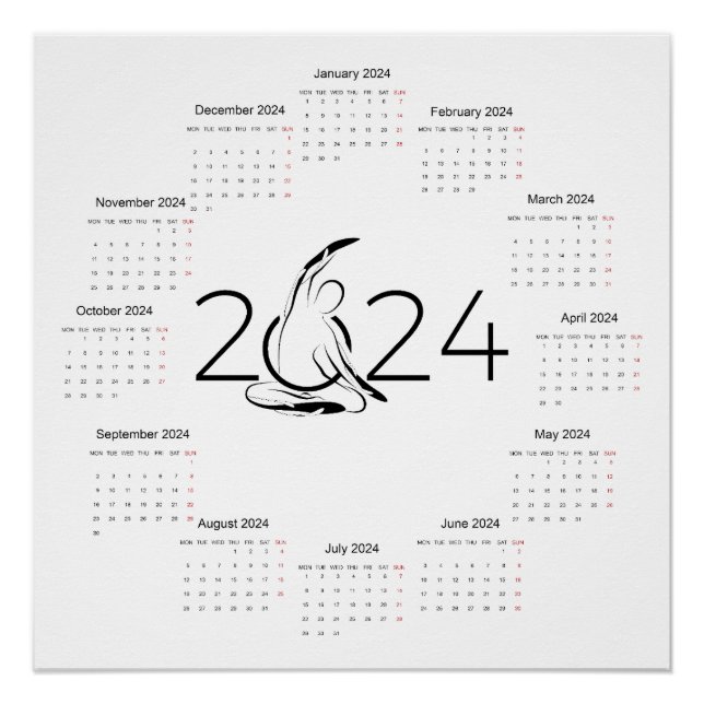 Póster Calendario 2024 para el instructor Pilates (Anverso)