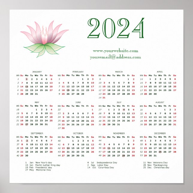 Póster Calendario 2024 para las actividades (Frente)