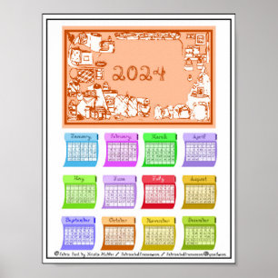 Póster Calendario 2024 Pernos Tela Fuente Costura Imprimi