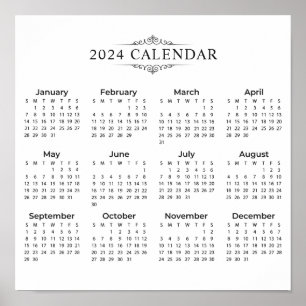 Póster Calendario 2024 simple pero elegante POSTER