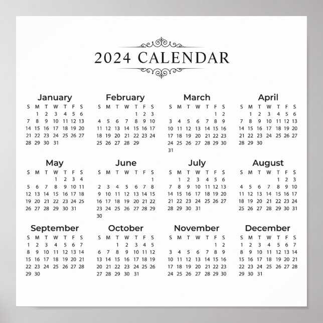 Póster Calendario 2024 simple pero elegante | POSTER (Frente)