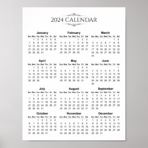 Póster Calendario 2024 simple pero elegante POSTER