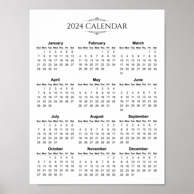 Póster Calendario 2024 simple pero elegante | POSTER (Frente)