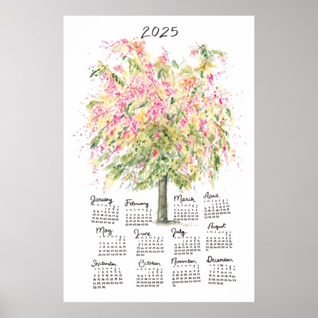 Póster Calendario 2025 Alto Arcoíris Acuarela Regadera Ár (Frente)