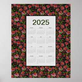 Póster Calendario 2025 Año Completo Flores de Cono