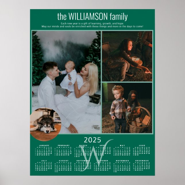 Póster Calendario 2025 con 4 fotos Collage Recuerdo famil (Frente)