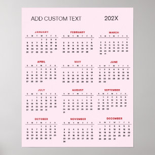 Póster Calendario 2025 de moda con texto personalizado