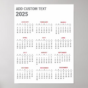 Póster Calendario 2025 de moda con texto personalizado