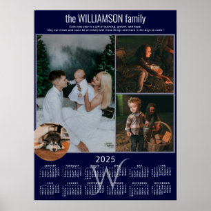 Póster Calendario 2025 para 4 Fotos Collage Recuerdo Fami