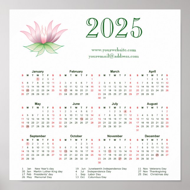 Póster Calendario 2025 para las actividades (Frente)