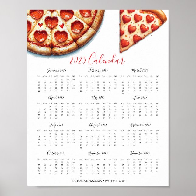 Póster Calendario 2025 Pizza Lover o promoción para peque (Frente)