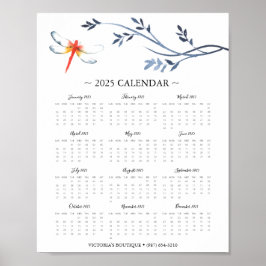 Póster Calendario 2025 Promo de negocios Red Dragonfly