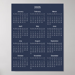 Póster Calendario 2025 simple pero elegante  