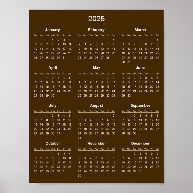 Póster Calendario 2025 Simple pero Elegante |  (Frente)