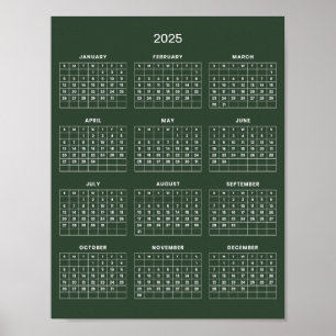 Póster Calendario 2025 simple pero elegante