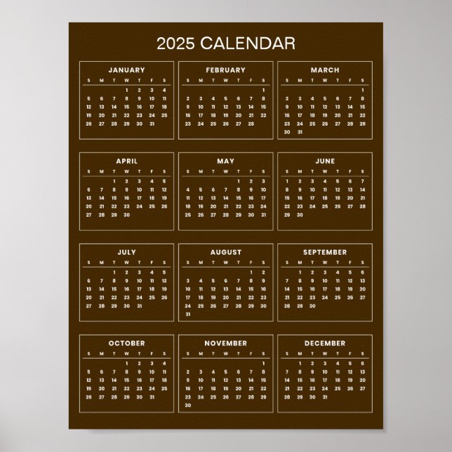 Póster Calendario 2025 Simple pero Elegante |  (Frente)