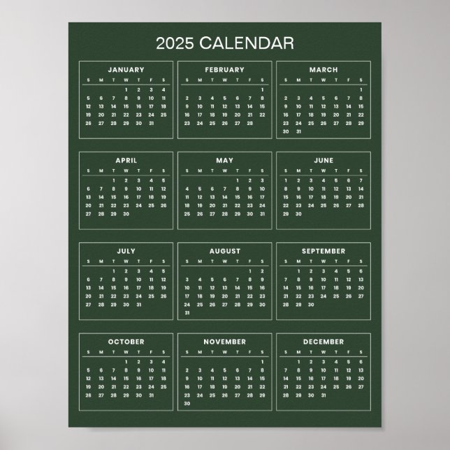 Póster Calendario 2025 Simple pero Elegante |  (Frente)