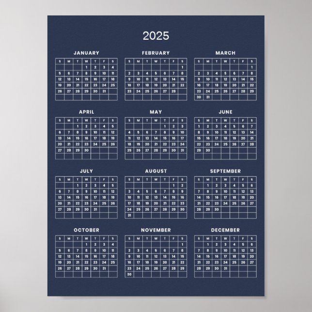 Póster Calendario 2025 simple pero elegante | (Frente)