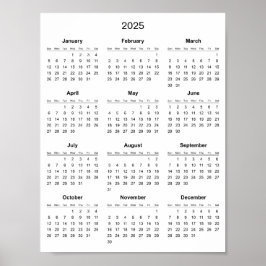 Póster Calendario 2025 Simple pero Elegante | 