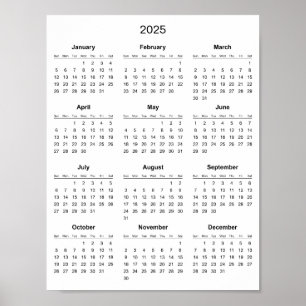 Póster Calendario 2025 simple pero elegante
