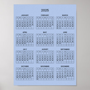 Póster Calendario 2025 simple pero elegante