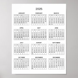 Póster Calendario 2025 simple pero elegante |