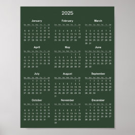 Póster Calendario 2025 simple pero elegante |