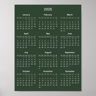 Póster Calendario 2025 simple pero elegante