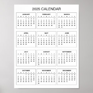 Póster Calendario 2025 simple pero elegante