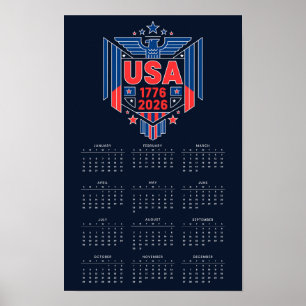 Póster Calendario 2026 (1776-2026) Estados Unidos