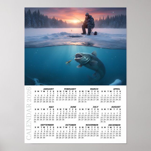 Póster Calendario 2026, Bagre, Pesca en el Hielo / Pescad (Frente)