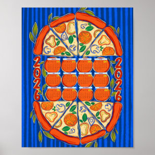 Póster Calendario 2026 - Calendario de Pizza