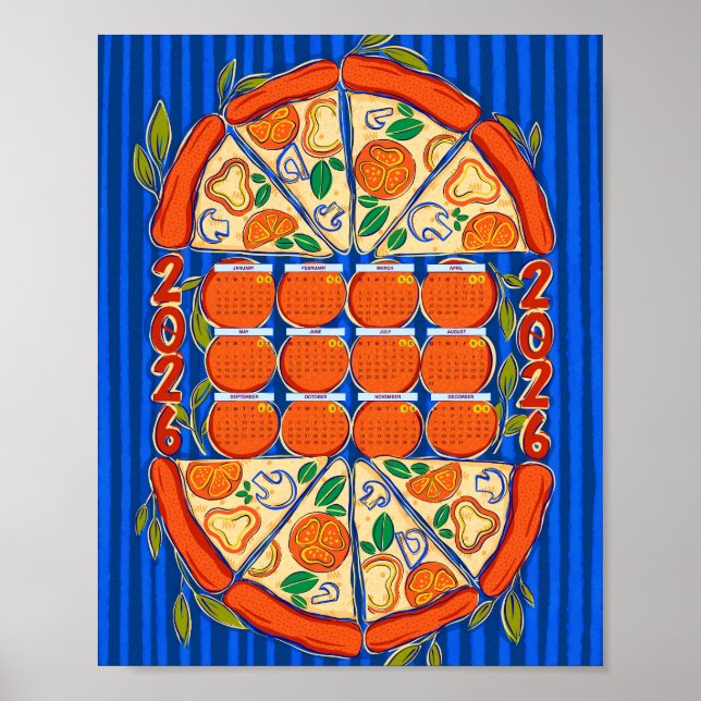 Póster Calendario 2026 - Calendario de Pizza (Frente)