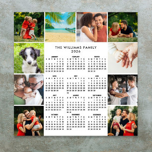 Póster Calendario 2026 Collage de 10 Fotos Familia