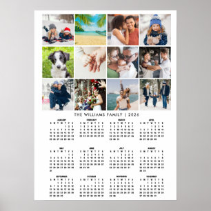 Póster Calendario 2026 Collage de 12 Fotos