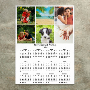 Póster Calendario 2026 Collage de 6 Fotos Moderno