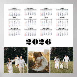 Póster Calendario 2026 con fondo blanco 